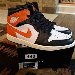 Jordan 1 Mid Men's Sneakers - Orange/White/Black